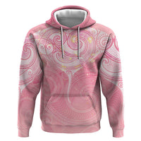 Breast Cancer Awareness Maori Aotearoa Zip Hoodie Manta Ray - Pink Glaze LT7 Pullover Hoodie Pink - Polynesian Pride