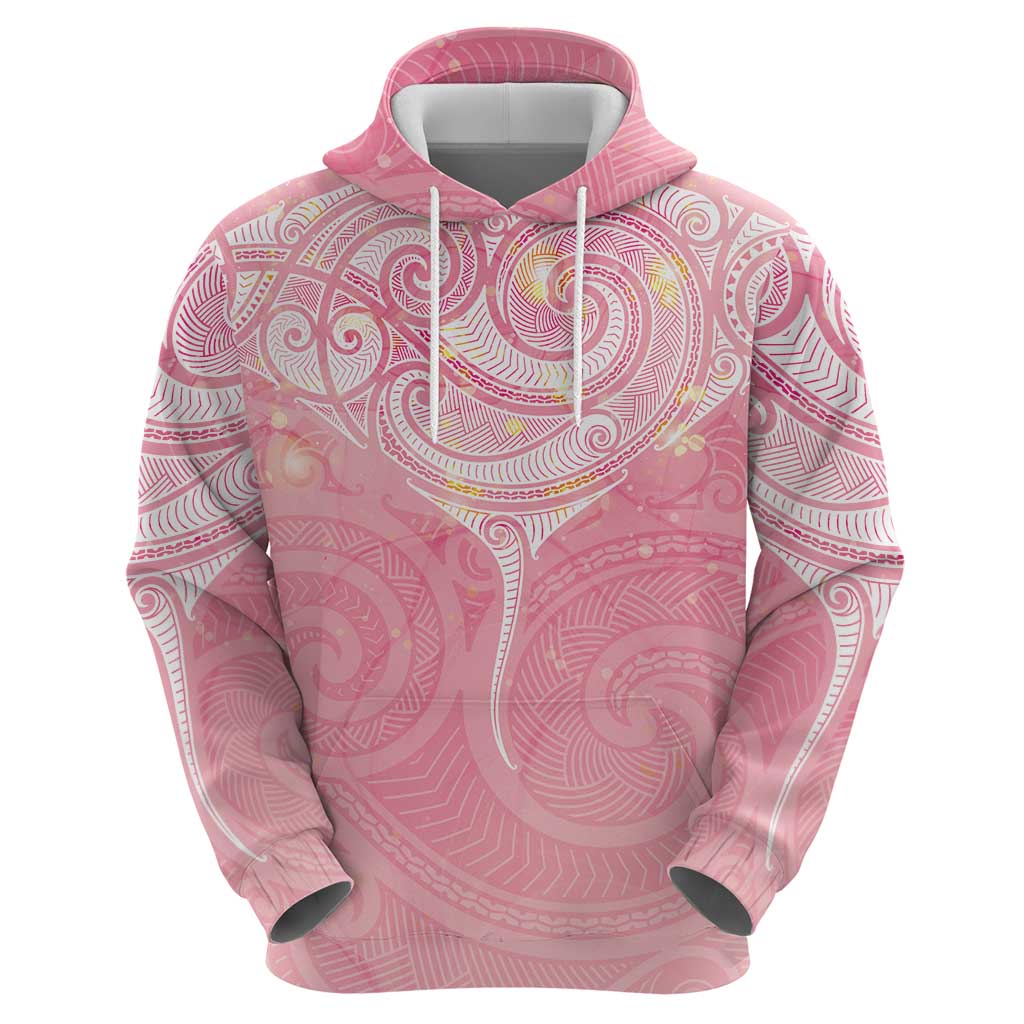 Breast Cancer Awareness Maori Aotearoa Zip Hoodie Manta Ray - Pink Glaze LT7 - Polynesian Pride