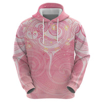Breast Cancer Awareness Maori Aotearoa Zip Hoodie Manta Ray - Pink Glaze LT7 - Polynesian Pride