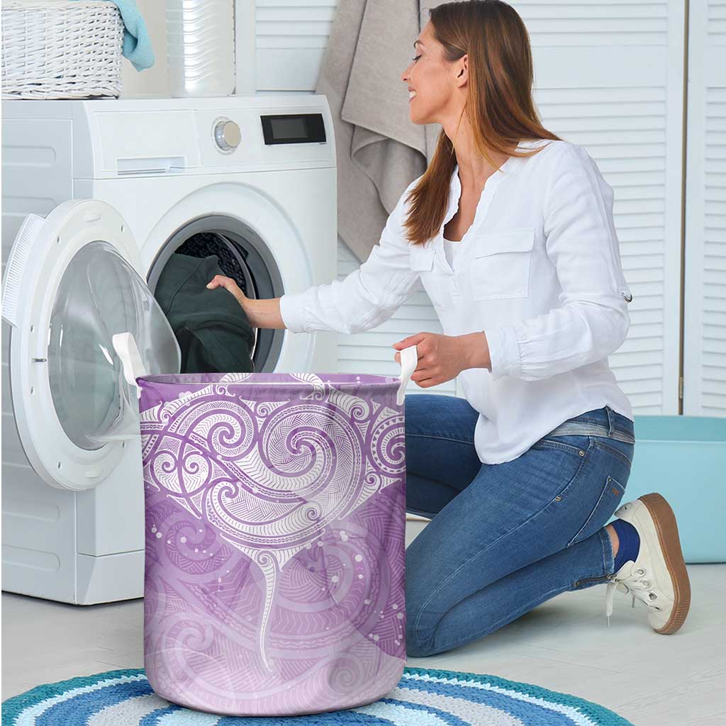 Epilepsy Awareness Maori Aotearoa Laundry Basket Manta Ray - Purple Glaze - Polynesian Pride
