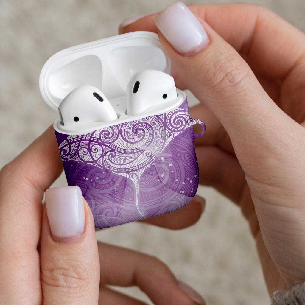 Epilepsy Awareness Maori Aotearoa AirPods Case Manta Ray - Purple Glaze - Polynesian Pride
