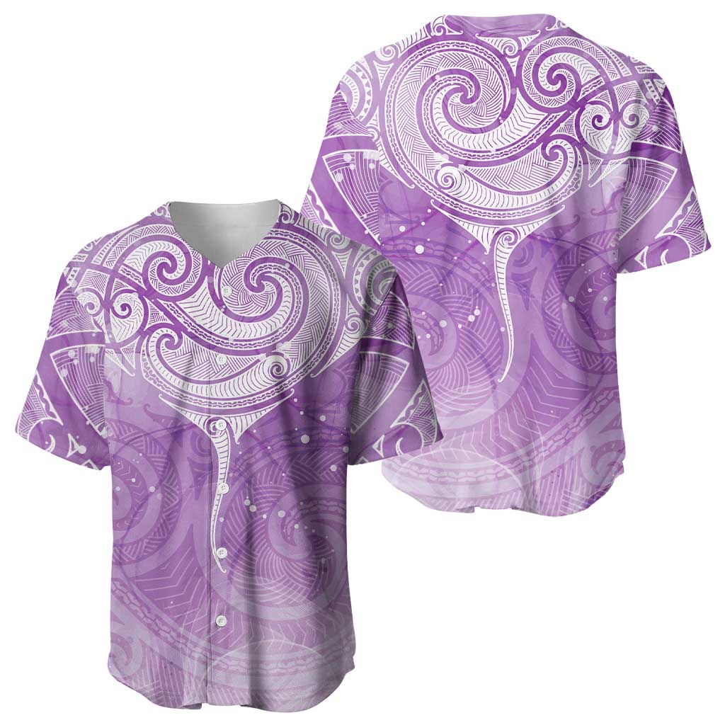 Epilepsy Awareness Maori Aotearoa Baseball Jersey Manta Ray - Purple Glaze - Polynesian Pride