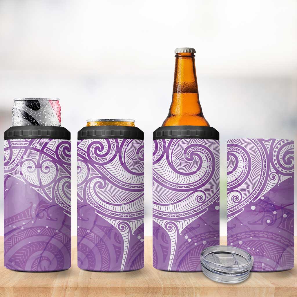 Epilepsy Awareness Maori Aotearoa 4 in 1 Can Cooler Tumbler Manta Ray - Purple Glaze LT7 - Polynesian Pride