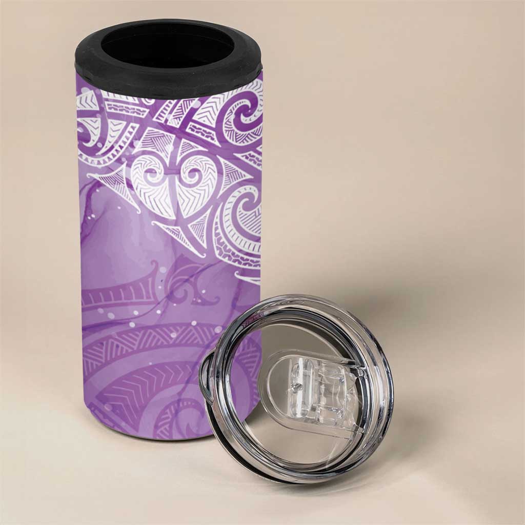 Epilepsy Awareness Maori Aotearoa 4 in 1 Can Cooler Tumbler Manta Ray - Purple Glaze LT7 - Polynesian Pride