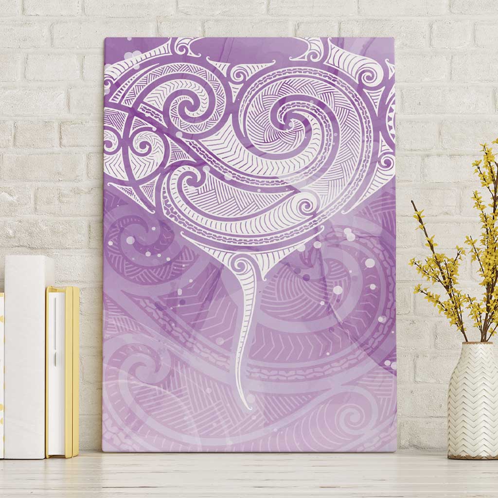 Epilepsy Awareness Maori Aotearoa Canvas Wall Art Manta Ray - Purple Glaze - Polynesian Pride