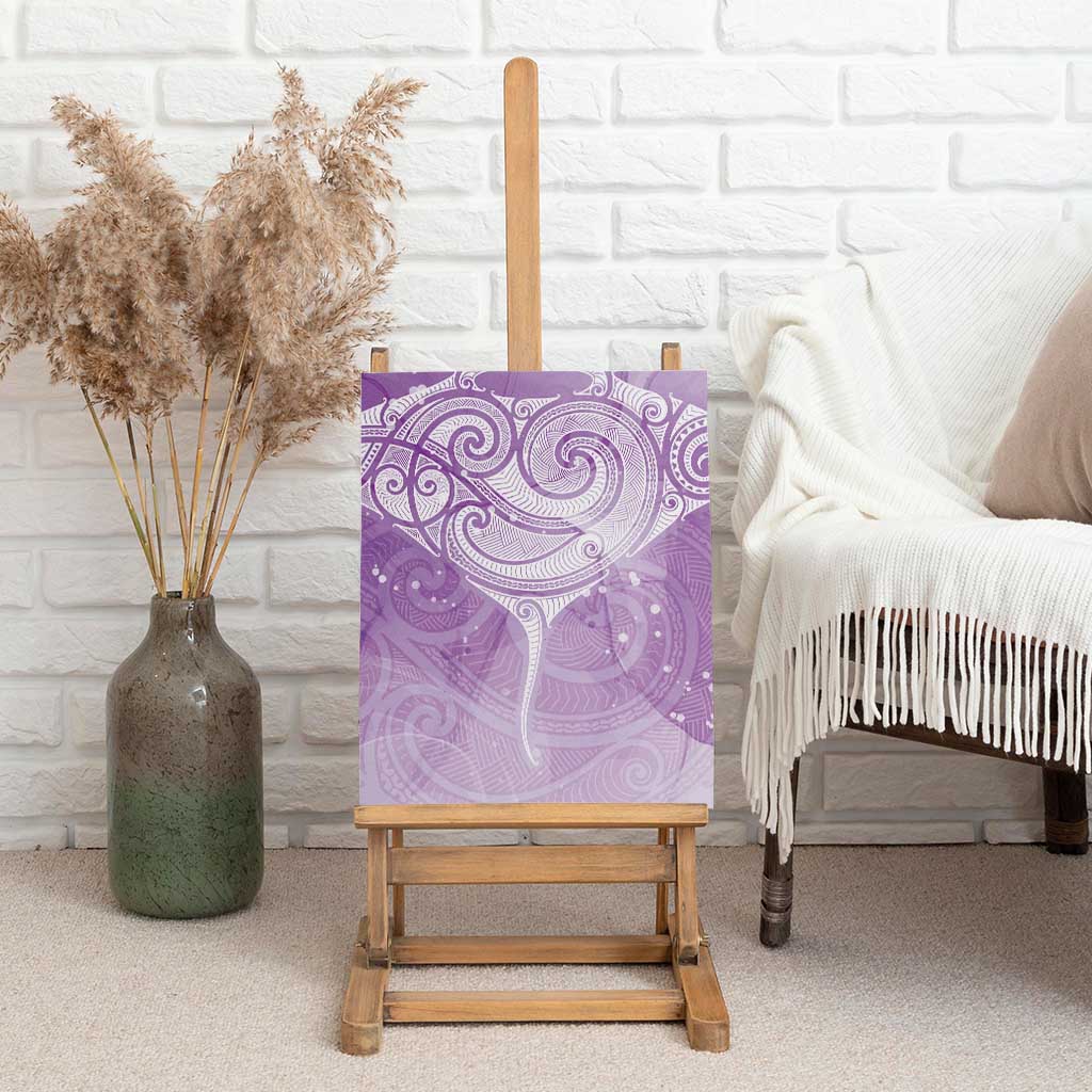 Epilepsy Awareness Maori Aotearoa Canvas Wall Art Manta Ray - Purple Glaze - Polynesian Pride