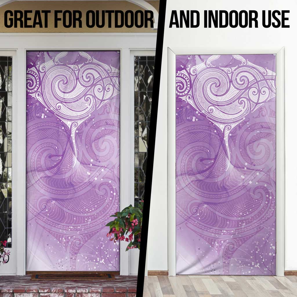 Epilepsy Awareness Maori Aotearoa Door Cover Manta Ray - Purple Glaze - Polynesian Pride