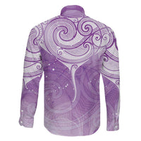 Epilepsy Awareness Maori Aotearoa Family Matching Off Shoulder Maxi Dress and Hawaiian Shirt Manta Ray - Purple Glaze LT7 - Polynesian Pride