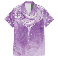 Epilepsy Awareness Maori Aotearoa Family Matching Off Shoulder Short Dress and Hawaiian Shirt Manta Ray - Purple Glaze LT7 Dad's Shirt - Short Sleeve Purple - Polynesian Pride