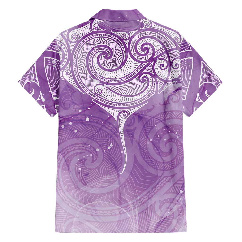 Epilepsy Awareness Maori Aotearoa Family Matching Off Shoulder Short Dress and Hawaiian Shirt Manta Ray - Purple Glaze LT7 - Polynesian Pride