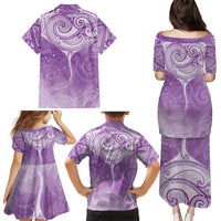 Epilepsy Awareness Maori Aotearoa Family Matching Puletasi and Hawaiian Shirt Manta Ray - Purple Glaze LT7 - Polynesian Pride