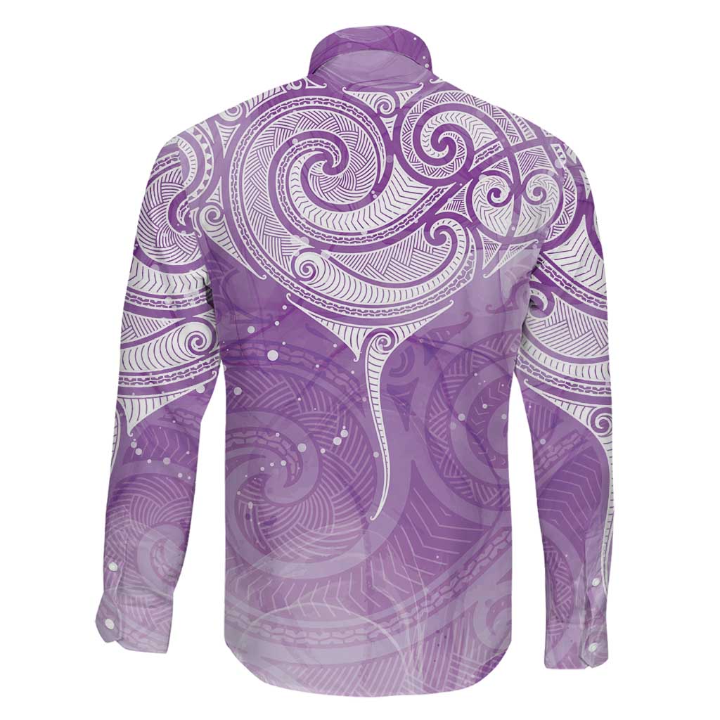 Epilepsy Awareness Maori Aotearoa Family Matching Puletasi and Hawaiian Shirt Manta Ray - Purple Glaze LT7 - Polynesian Pride