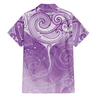 Epilepsy Awareness Maori Aotearoa Family Matching Short Sleeve Bodycon Dress and Hawaiian Shirt Manta Ray - Purple Glaze LT7 - Polynesian Pride