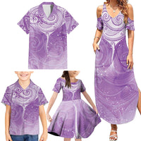 Epilepsy Awareness Maori Aotearoa Family Matching Summer Maxi Dress and Hawaiian Shirt Manta Ray - Purple Glaze LT7 - Polynesian Pride