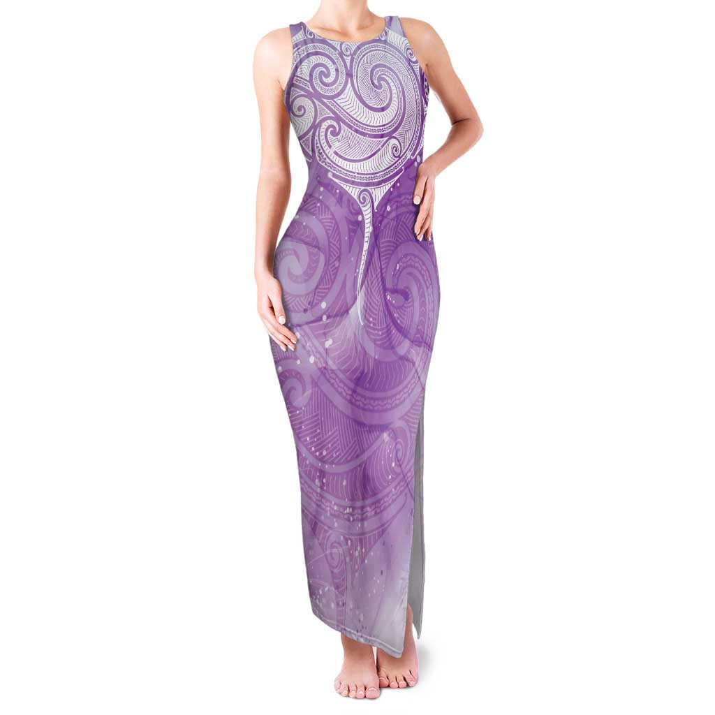 Epilepsy Awareness Maori Aotearoa Family Matching Tank Maxi Dress and Hawaiian Shirt Manta Ray - Purple Glaze LT7 Purple - Polynesian Pride