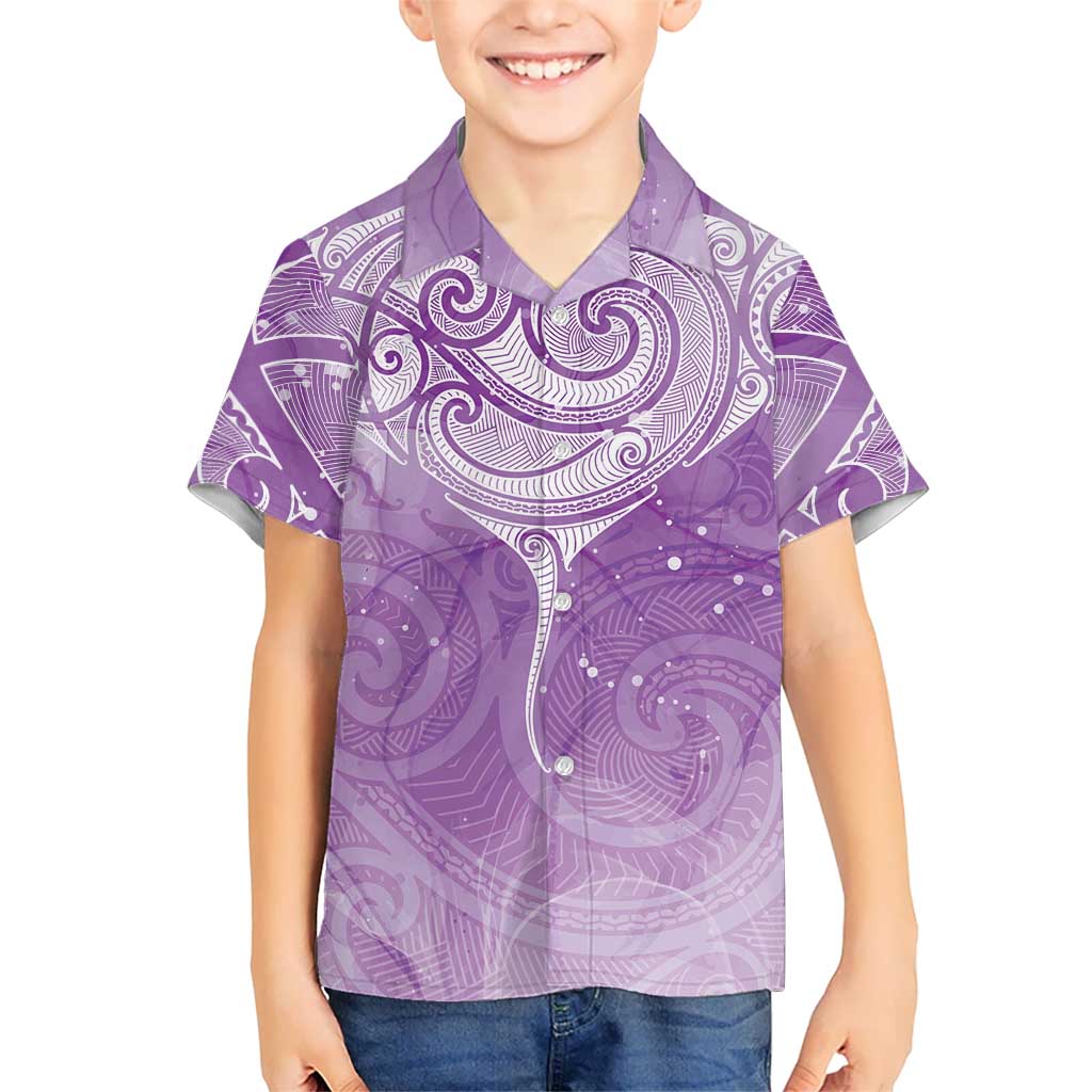 Epilepsy Awareness Maori Aotearoa Family Matching Tank Maxi Dress and Hawaiian Shirt Manta Ray - Purple Glaze LT7 - Polynesian Pride