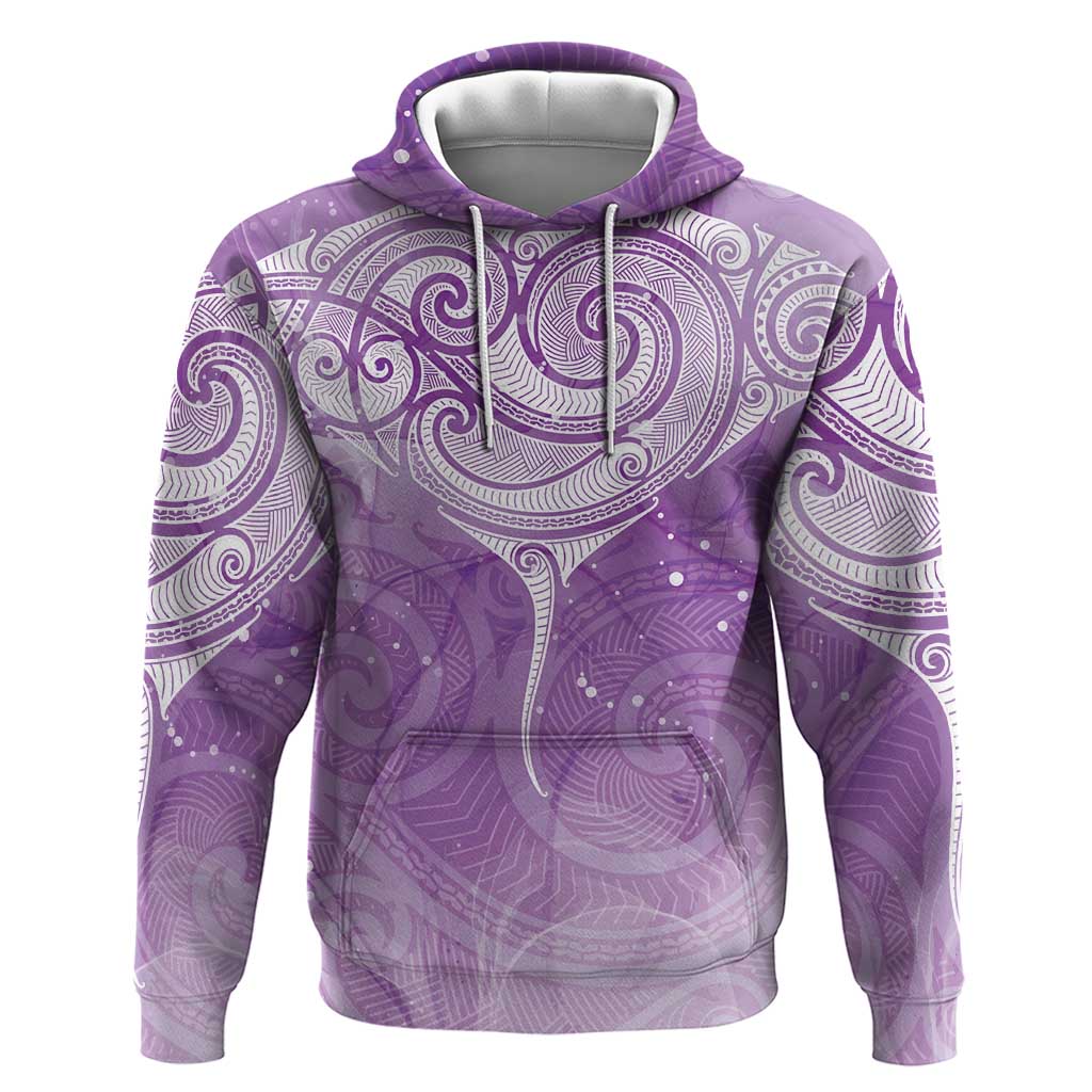 Epilepsy Awareness Maori Aotearoa Hoodie Manta Ray - Purple Glaze - Polynesian Pride