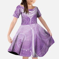 Epilepsy Awareness Maori Aotearoa Kid Short Sleeve Dress Manta Ray - Purple Glaze - Polynesian Pride