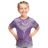 Epilepsy Awareness Maori Aotearoa Kid T Shirt Manta Ray - Purple Glaze - Polynesian Pride