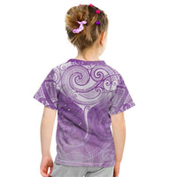 Epilepsy Awareness Maori Aotearoa Kid T Shirt Manta Ray - Purple Glaze - Polynesian Pride