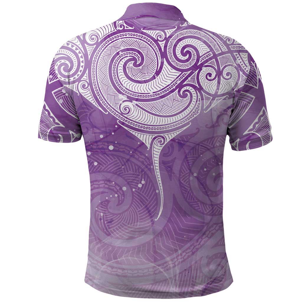 Epilepsy Awareness Maori Aotearoa Polo Shirt Manta Ray - Purple Glaze - Polynesian Pride