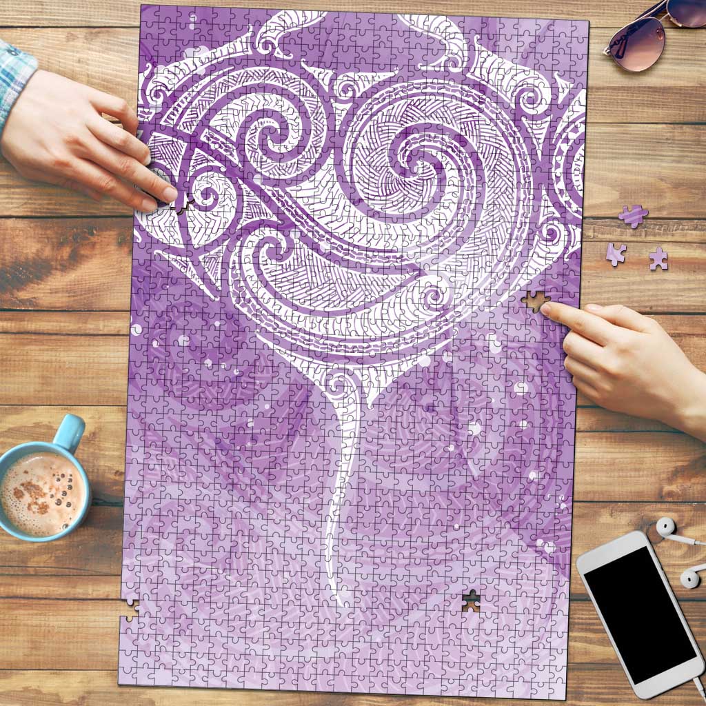 Epilepsy Awareness Maori Aotearoa Puzzle Manta Ray - Purple Glaze LT7 Purple - Polynesian Pride