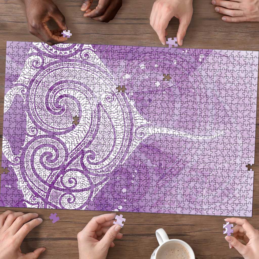 Epilepsy Awareness Maori Aotearoa Puzzle Manta Ray - Purple Glaze LT7 - Polynesian Pride