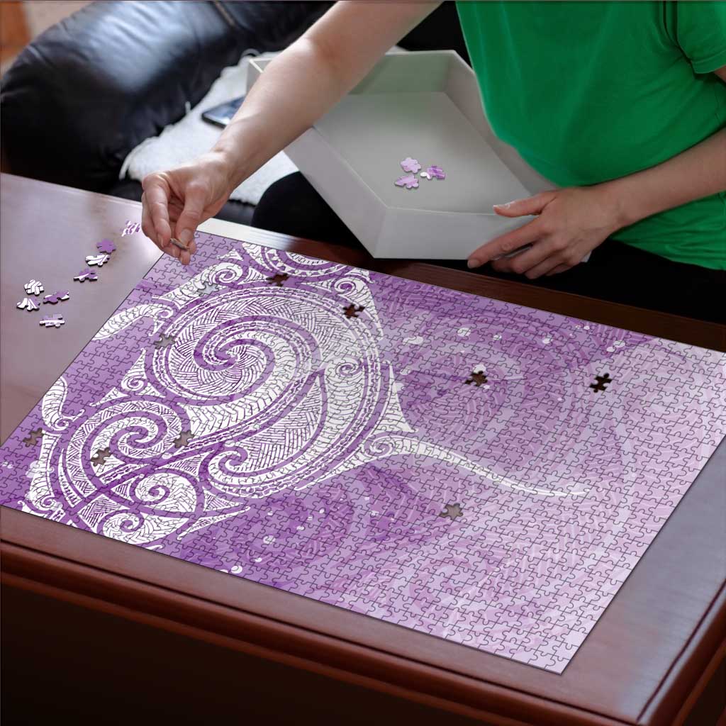 Epilepsy Awareness Maori Aotearoa Puzzle Manta Ray - Purple Glaze LT7 - Polynesian Pride
