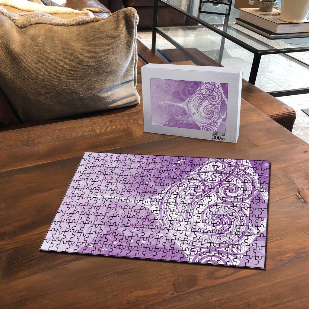 Epilepsy Awareness Maori Aotearoa Puzzle Manta Ray - Purple Glaze LT7 - Polynesian Pride
