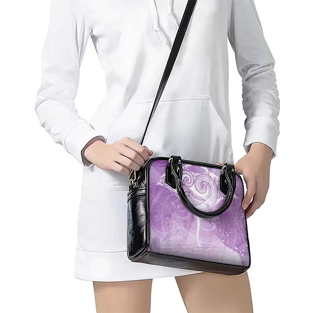 Epilepsy Awareness Maori Aotearoa Shoulder Handbag Manta Ray - Purple Glaze - Polynesian Pride