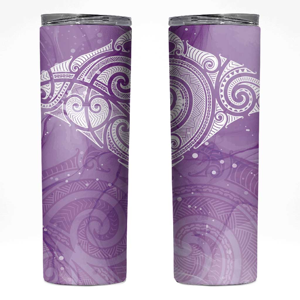 Epilepsy Awareness Maori Aotearoa Skinny Tumbler Manta Ray - Purple Glaze LT7 Purple - Polynesian Pride