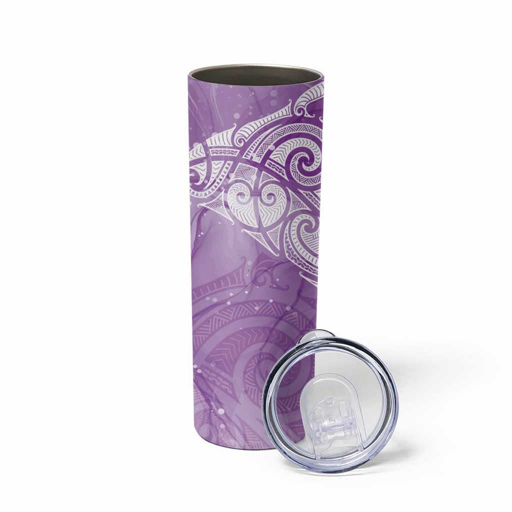 Epilepsy Awareness Maori Aotearoa Skinny Tumbler Manta Ray - Purple Glaze LT7 - Polynesian Pride
