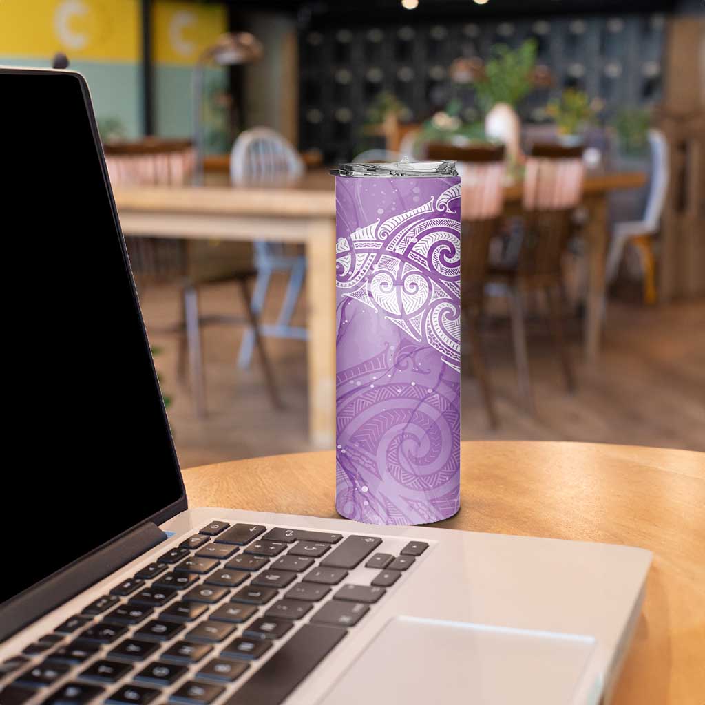 Epilepsy Awareness Maori Aotearoa Skinny Tumbler Manta Ray - Purple Glaze LT7 - Polynesian Pride
