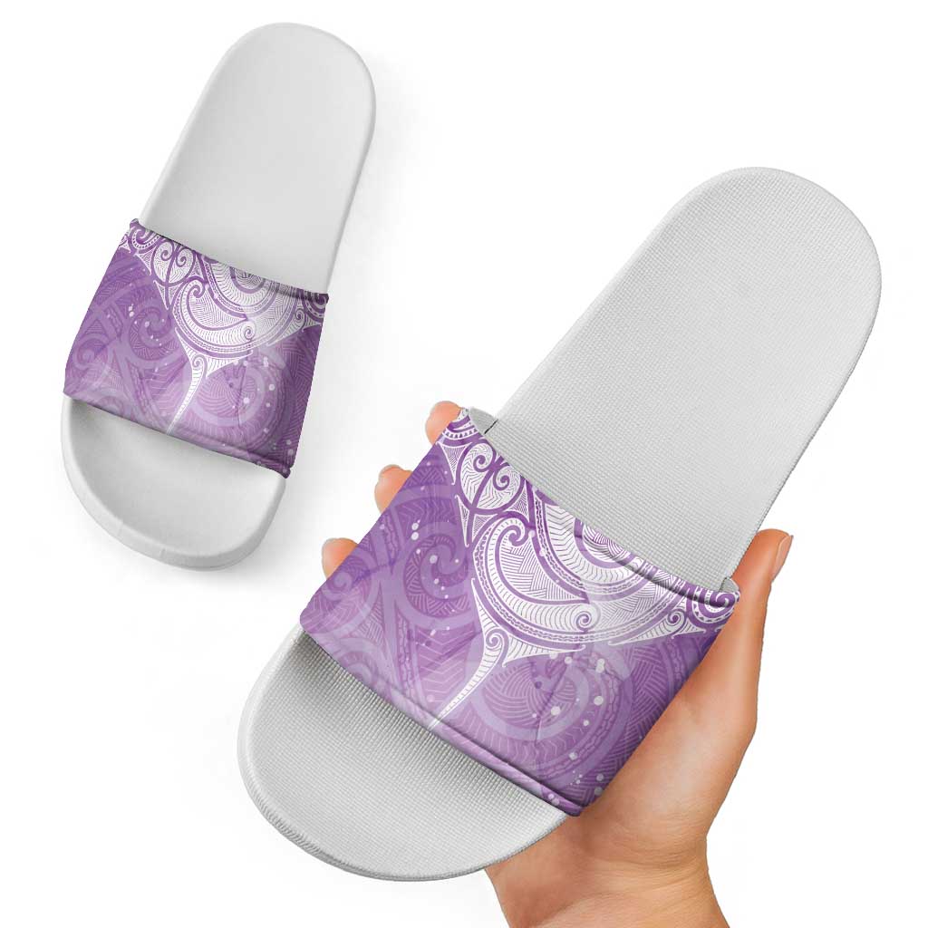 Epilepsy Awareness Maori Aotearoa Slide Sandals Manta Ray - Purple Glaze - Polynesian Pride