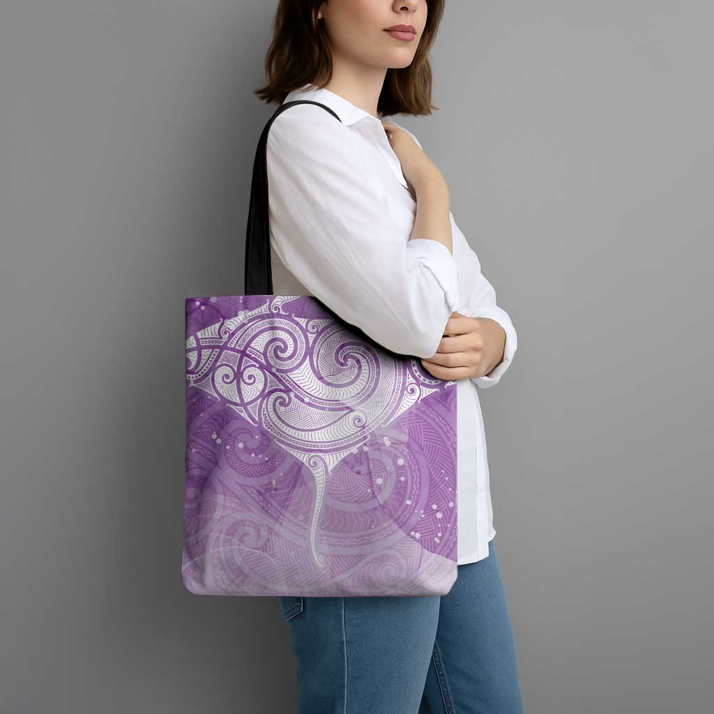 Epilepsy Awareness Maori Aotearoa Tote Bag Manta Ray - Purple Glaze - Polynesian Pride