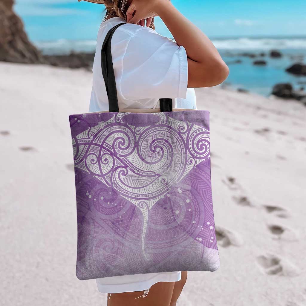 Epilepsy Awareness Maori Aotearoa Tote Bag Manta Ray - Purple Glaze - Polynesian Pride