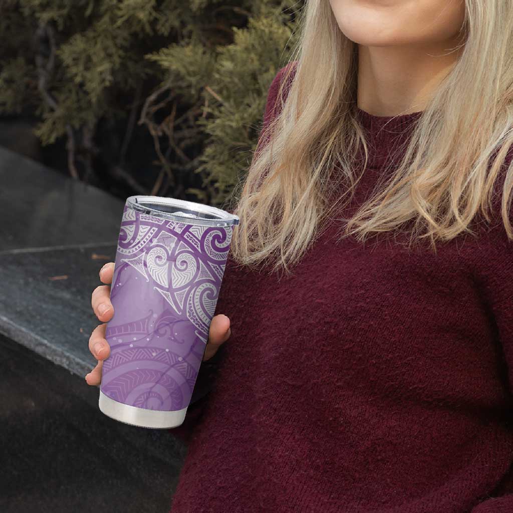 Epilepsy Awareness Maori Aotearoa Tumbler Cup Manta Ray - Purple Glaze - Polynesian Pride