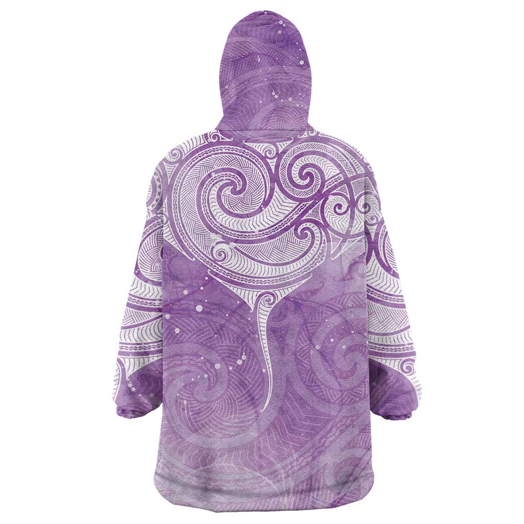 Epilepsy Awareness Maori Aotearoa Wearable Blanket Hoodie Manta Ray - Purple Glaze - Polynesian Pride