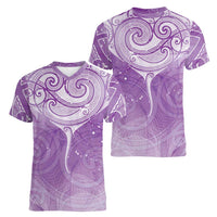 Epilepsy Awareness Maori Aotearoa Women V-Neck T-Shirt Manta Ray - Purple Glaze LT7 - Polynesian Pride