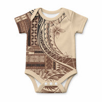 Samoa Siapo Mamanu Baby Onesie Plumeria Mocha Motifs