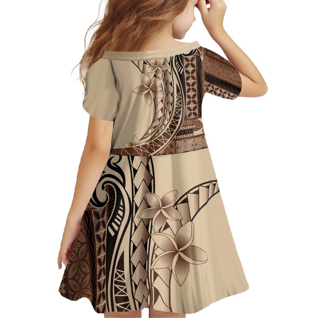Samoa Siapo Mamanu Family Matching Long Sleeve Bodycon Dress and Hawaiian Shirt Plumeria Mocha Motifs LT7 - Polynesian Pride