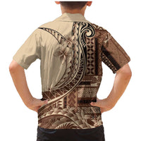 Samoa Siapo Mamanu Family Matching Mermaid Dress and Hawaiian Shirt Plumeria Mocha Motifs LT7 - Polynesian Pride
