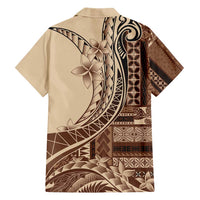 Samoa Siapo Mamanu Family Matching Short Sleeve Bodycon Dress and Hawaiian Shirt Plumeria Mocha Motifs LT7 - Polynesian Pride