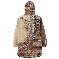 Samoa Siapo Mamanu Wearable Blanket Hoodie Plumeria Mocha Motifs LT7 - Polynesian Pride