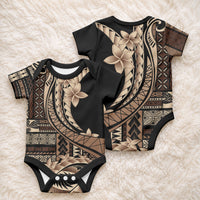 Samoa Siapo Mamanu Baby Onesie Plumeria Black Motifs