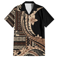 Samoa Siapo Mamanu Family Matching Long Sleeve Bodycon Dress and Hawaiian Shirt Plumeria Black Motifs LT7 Dad's Shirt - Short Sleeve Black - Polynesian Pride
