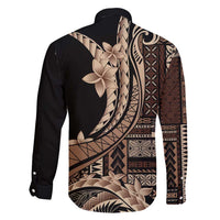 Samoa Siapo Mamanu Family Matching Long Sleeve Bodycon Dress and Hawaiian Shirt Plumeria Black Motifs LT7 - Polynesian Pride