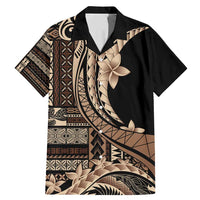 Samoa Siapo Mamanu Family Matching Mermaid Dress and Hawaiian Shirt Plumeria Black Motifs LT7 Dad's Shirt - Short Sleeve Black - Polynesian Pride