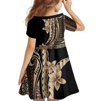 Samoa Siapo Mamanu Family Matching Off The Shoulder Long Sleeve Dress and Hawaiian Shirt Plumeria Black Motifs LT7 - Polynesian Pride