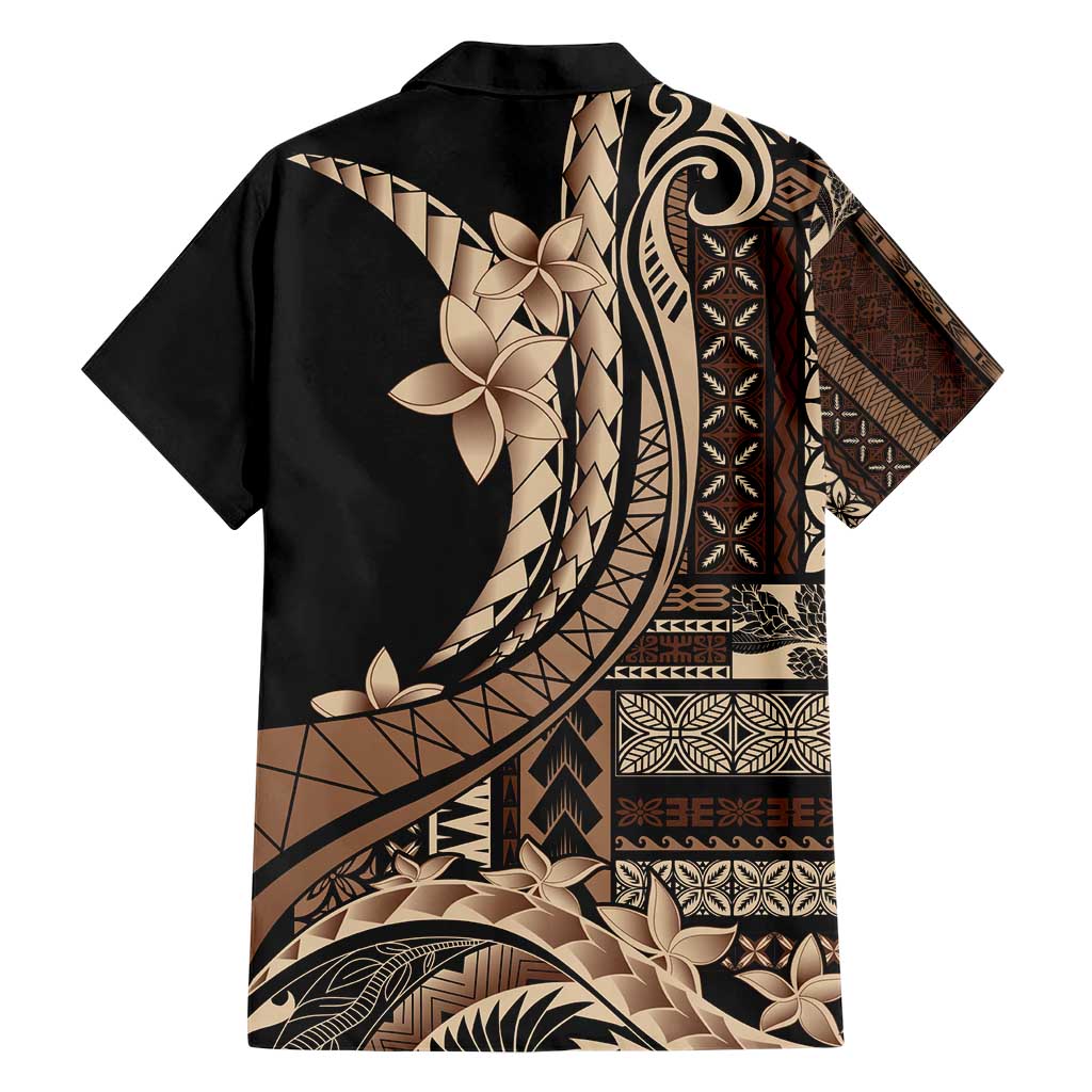 Samoa Siapo Mamanu Family Matching Short Sleeve Bodycon Dress and Hawaiian Shirt Plumeria Black Motifs LT7 - Polynesian Pride